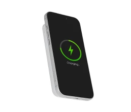 Магнитный беспроводной внешний аккумулятор со встроенными кабелями «Мэни»,быстаря зарядка, 10000 мАч, белый