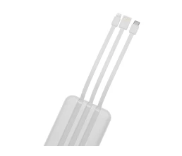 Магнитный беспроводной внешний аккумулятор со встроенными кабелями «Мэни»,быстаря зарядка, 10000 мАч, белый