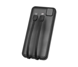 Внешний аккумулятор со встроенными кабелями «Фрэйм», 10000мач, черный