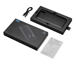 Внешний аккумулятор со встроенными кабелями «Фрэйм», 10000мач, черный