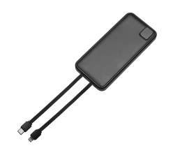 Внешний аккумулятор со встроенными кабелями «Фрэйм», 10000мач, черный