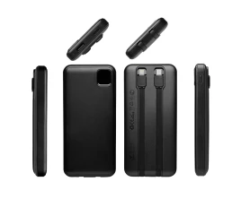 Внешний аккумулятор со встроенными кабелями «Фрэйм», 10000мач, черный