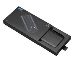 Внешний аккумулятор со встроенными кабелями «Фрэйм», 10000мач, черный