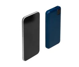Внешний аккумулятор со встроенными кабелями «Фрэйм», 10000мач, темно-синий