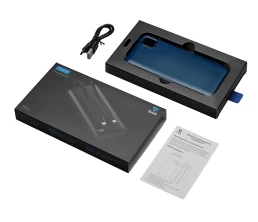 Внешний аккумулятор со встроенными кабелями «Фрэйм», 10000мач, темно-синий