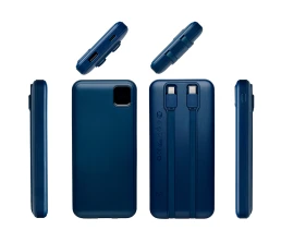 Внешний аккумулятор со встроенными кабелями «Фрэйм», 10000мач, темно-синий