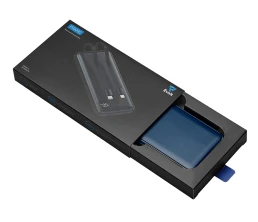 Внешний аккумулятор со встроенными кабелями «Фрэйм», 10000мач, темно-синий