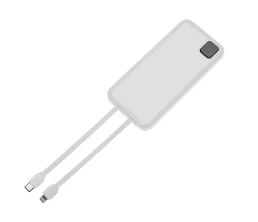 Внешний аккумулятор со встроенными кабелями «Фрэйм», 10000мач, белый