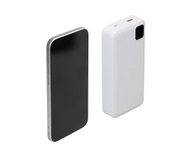 Внешний аккумулятор со встроенными кабелями «Фрэйм Про», быстрая зарядка, 20000мач, белый