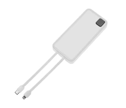 Внешний аккумулятор со встроенными кабелями «Фрэйм Про», быстрая зарядка, 20000мач, белый