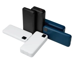 Внешний аккумулятор со встроенными кабелями «Фрэйм Про», быстрая зарядка, 20000мач, белый