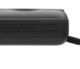 Магнитный беспроводной внешний аккумулятор c подсветкой лого «Энчант», 10000 мАч, черный