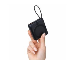 Магнитный беспроводной внешний аккумулятор c подсветкой лого «Энчант», 10000 мАч, черный