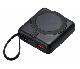 Магнитный беспроводной внешний аккумулятор c подсветкой лого «Энчант», 10000 мАч, черный