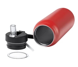 Термобутылка «Хэйду» с двойными стенками и корпусом из переработанной нержавеющей стали, красный