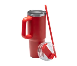 Термокружка «Крэнстон» с двойными стенками из переработанной нержавеющей стали, красный