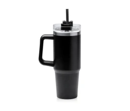 Термокружка «Крэнстон» с двойными стенками из переработанной нержавеющей стали, черный