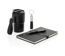 Термокружка Swiss Peak в комплекте с блокнотом, ручкой и брелком
