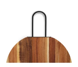 Деревянная круглая доска из акации с металлической ручкой 