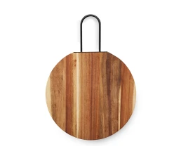 Деревянная круглая доска из акации с металлической ручкой 