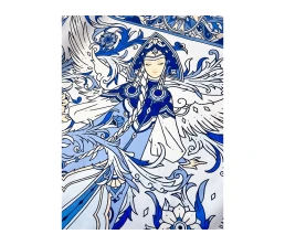 Платок «Царевна-Лебедь» 100% шелк, синий