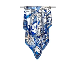 Платок «Царевна-Лебедь» 100% шелк, синий