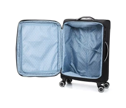 Чемодан TORBER НЕРО, чёрный, переработанный ПЭТ, 44 х 25 х 67 см, 63 л