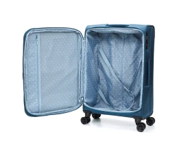 Чемодан TORBER ВИВИ, синий, полиэстер, 44 х 25 х 67 см, 63 л