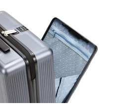 Чемодан TORBER БАЙКАЛ, тёмно-серый металлик, поликарбонат, 37,5 x 20 х 54 см, 37 л