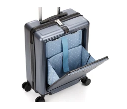 Чемодан TORBER БАЙКАЛ, тёмно-серый металлик, поликарбонат, 37,5 x 20 х 54 см, 37 л