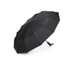 Зонт складной мужской TORBER, автомат, 3 сложения, черный, каркас сталь/файбергласс, эпонж, пластиковая ручка, диаметр 103 см