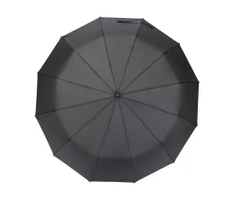 Зонт складной мужской TORBER, автомат, 3 сложения, черный, каркас сталь/файбергласс, эпонж, пластиковая ручка, диаметр 103 см
