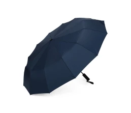 Зонт складной мужской TORBER, автомат, 3 сложения, синий, каркас сталь/файбергласс, эпонж, пластиковая ручка, диаметр 103 см