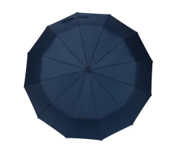 Зонт складной мужской TORBER, автомат, 3 сложения, синий, каркас сталь/файбергласс, эпонж, пластиковая ручка, диаметр 103 см