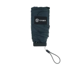 Зонт складной женский TORBER, механика, 5 сложений, синий, каркас алюминий, эпонж, пластиковая ручка, диаметр 91 см