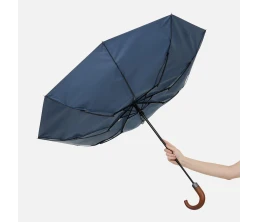 Зонт складной Classic, темно-синий с темной ручкой