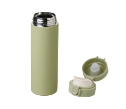 Вакуумная термокружка Waterline c кнопкой «Guard», 400 мл, тубус, оливковый