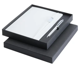 Набор Legato Elegance из блокнота формата А5 в твердой обложке и ручки-роллера, белый/белый