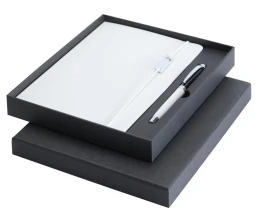 Набор Legato Elegance из блокнота формата А5 в твердой обложке и ручки-роллера, белый/черный