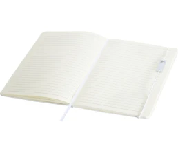 Набор Legato Elegance из блокнота формата А5 в твердой обложке и ручки-роллера, белый/черный