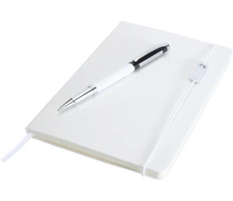 Набор Legato Elegance из блокнота формата А5 в твердой обложке и ручки-роллера, белый/черный