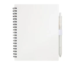 Набор Niove из блокнота из переработанного пластика в мягкой обложке и шариковой ручки (синие чернила) - Белый