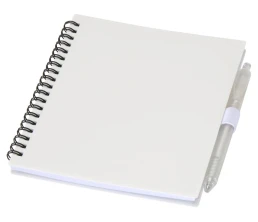 Набор Niove из блокнота из переработанного пластика в мягкой обложке и шариковой ручки (синие чернила) - Белый