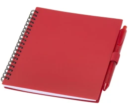 Набор Niove из блокнота из переработанного пластика в мягкой обложке и шариковой ручки (синие чернила) - Красный