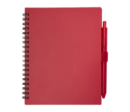 Набор Niove из блокнота из переработанного пластика в мягкой обложке и шариковой ручки (синие чернила) - Красный