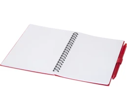 Набор Niove из блокнота из переработанного пластика в мягкой обложке и шариковой ручки (синие чернила) - Красный