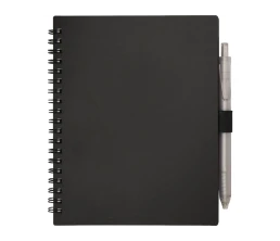 Набор Niove из блокнота из переработанного пластика в мягкой обложке и шариковой ручки (синие чернила) - Черный