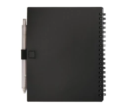 Набор Niove из блокнота из переработанного пластика в мягкой обложке и шариковой ручки (синие чернила) - Черный