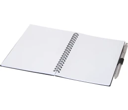 Набор Niove из блокнота из переработанного пластика в мягкой обложке и шариковой ручки (синие чернила) - Черный