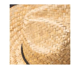 Шляпа из натуральной соломы MUNDAK/СИЕСТА с регулируемой завязкой, бежевый/черный